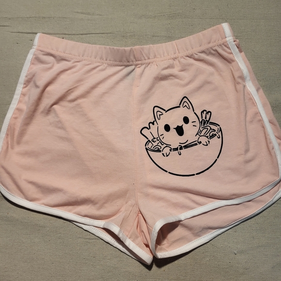 Womens Pink Cat Shorts - Picture 1 of 2